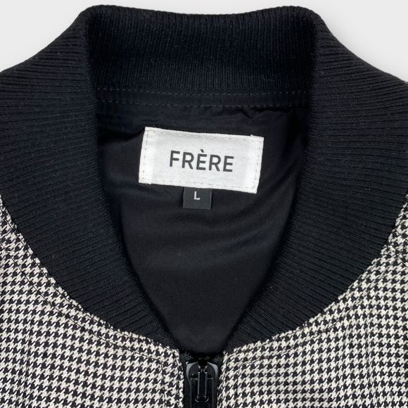 $3795 FRÈRE Men's L Houndstooth New York Designer Full Zip Bomber Jacket Frere - Picture 4 of 11